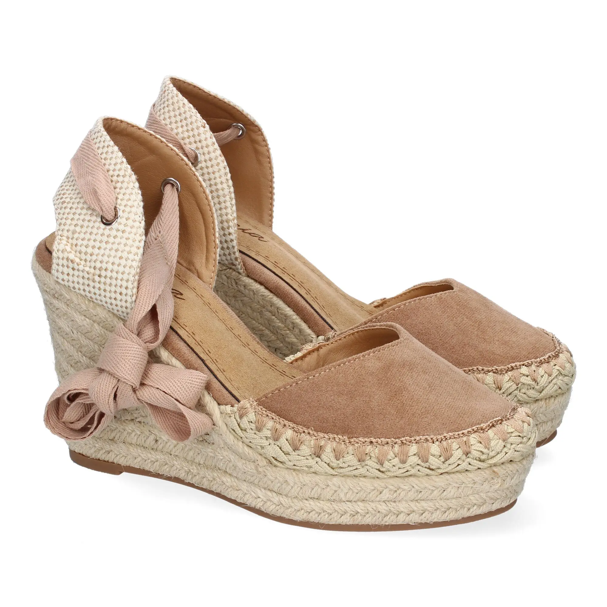 PuntoSalao Sandalias de cuña cómoda en yute para mujer color kaki 7Q9