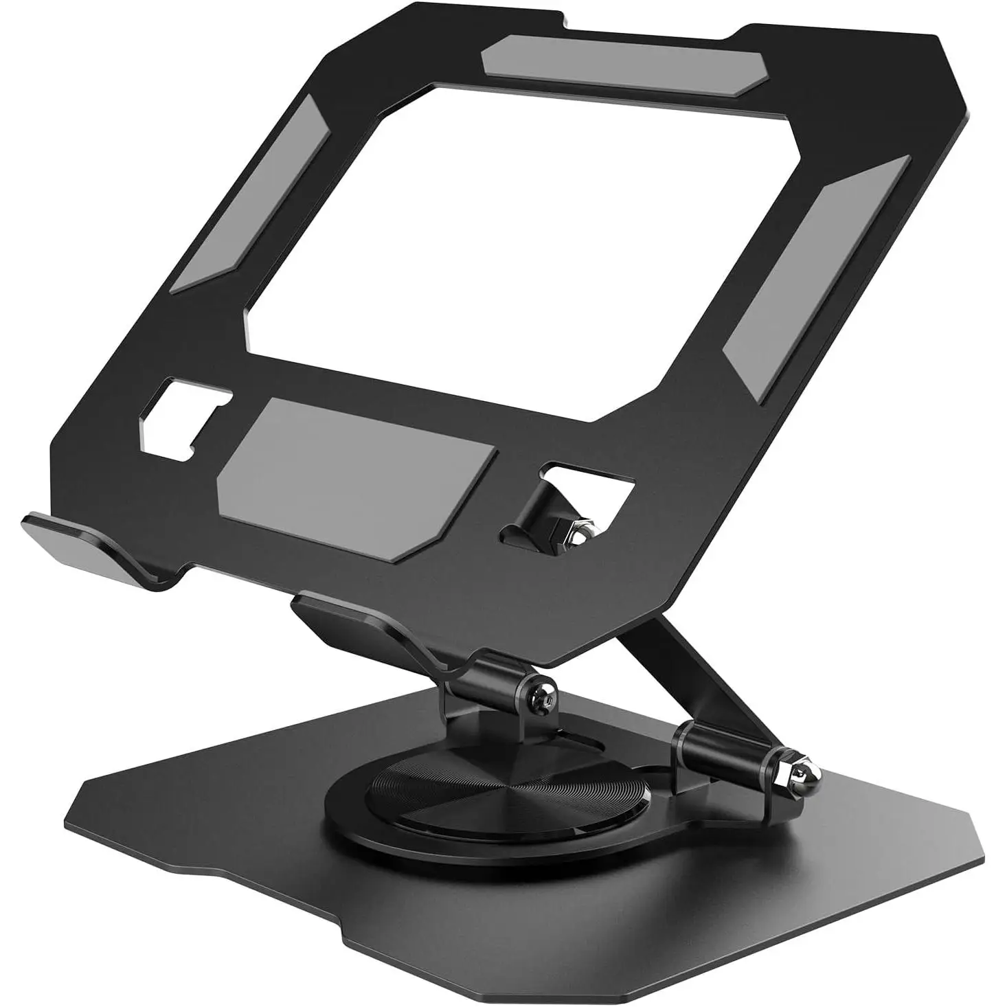 360 ° Free Rotation Tablet Holder, Height Adjustable Tablet Holder Compatible with 4-13 Inch Tablet, Lightweight Steel Foldable Tablet Holder, Anti-Slip-Black #1