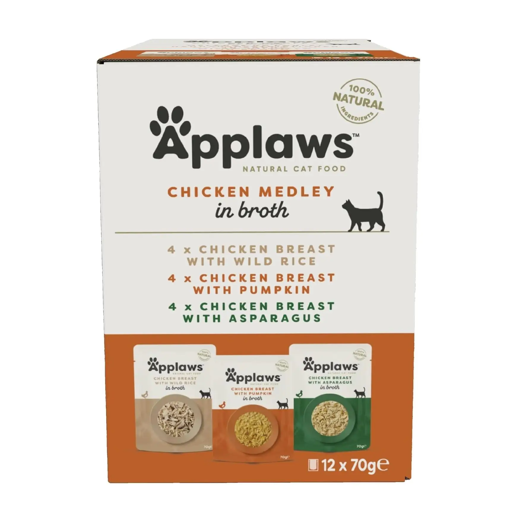 Applaws Cat Comida Húmeda en Sobres para Gatos con Caldo de Pollo Multipack - 12 unidades x 70gr