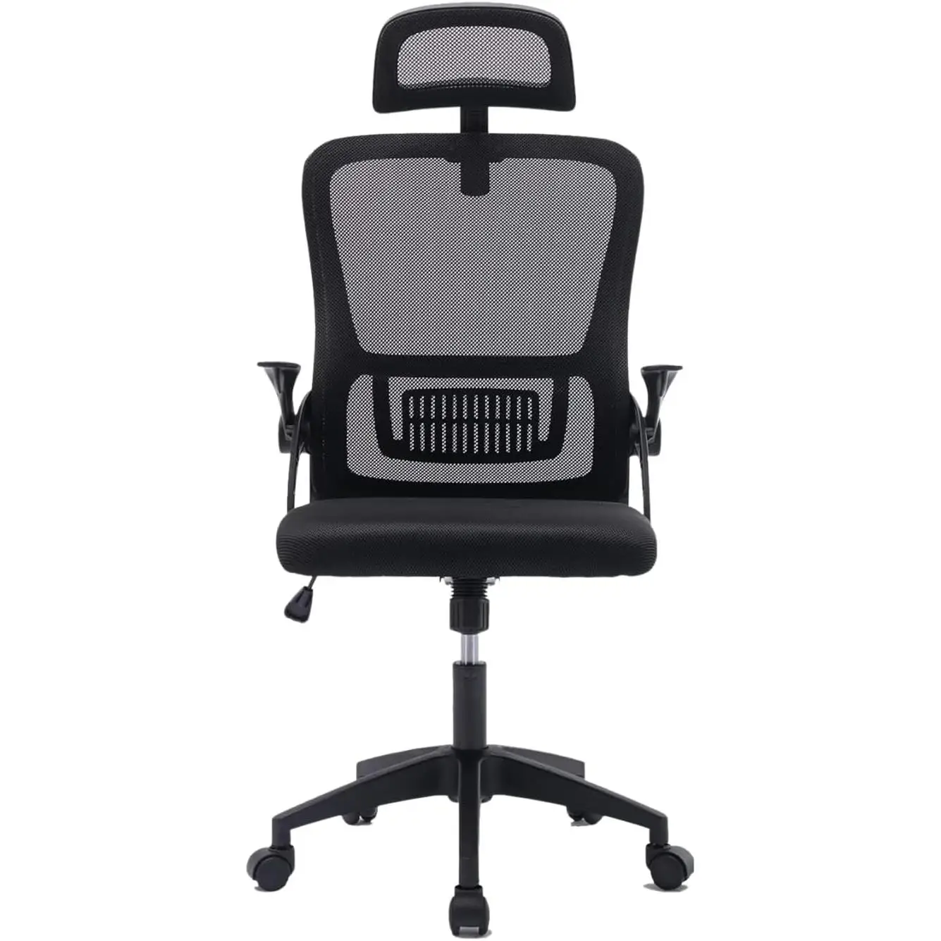 Max Star Silla de Oficina Ergonómica Silla Giratoria, Altura Regulable, Respaldo y Asiento de Malla Transpirable, Escritorio, Oficina, Hogar, Reuniones, Negra