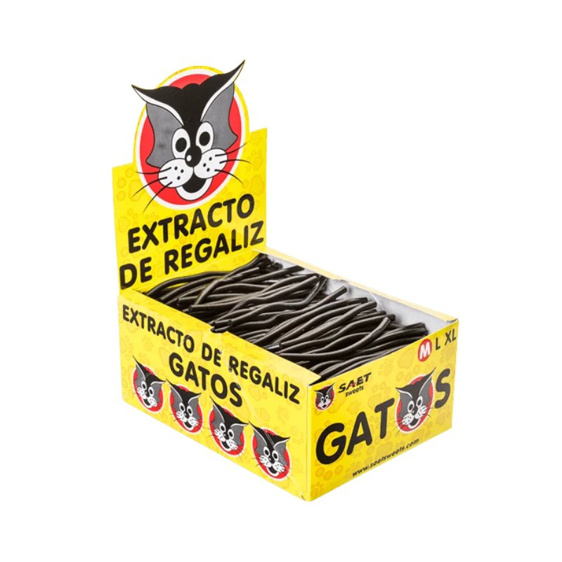 Extracto de Regaliz Gatos L - Regaliz GATOS Tamaño L - 200 Unidades - Regaliz Negra Gatos