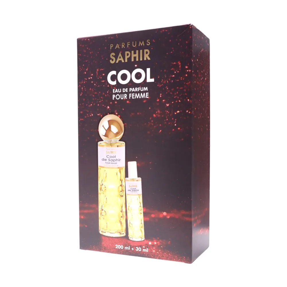 PARFUMS SAPHIR Cool by Saphir Estuche de Eau de parfum Cofre de regalo de perfume para mujer 200 ml + 30 ml - El envase puede variar
