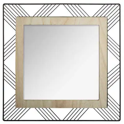 Factory Cuadros - Espejo Indiana Cuadrado Metal Madera - 45x45cm - Estilo Rústico