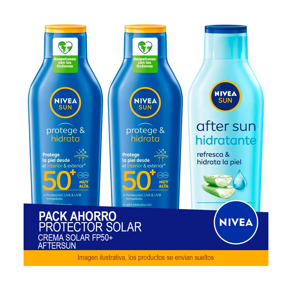 NIVEA SUN Pack ahorro protector solar - Contiene crema solar FP50+ y aftersun