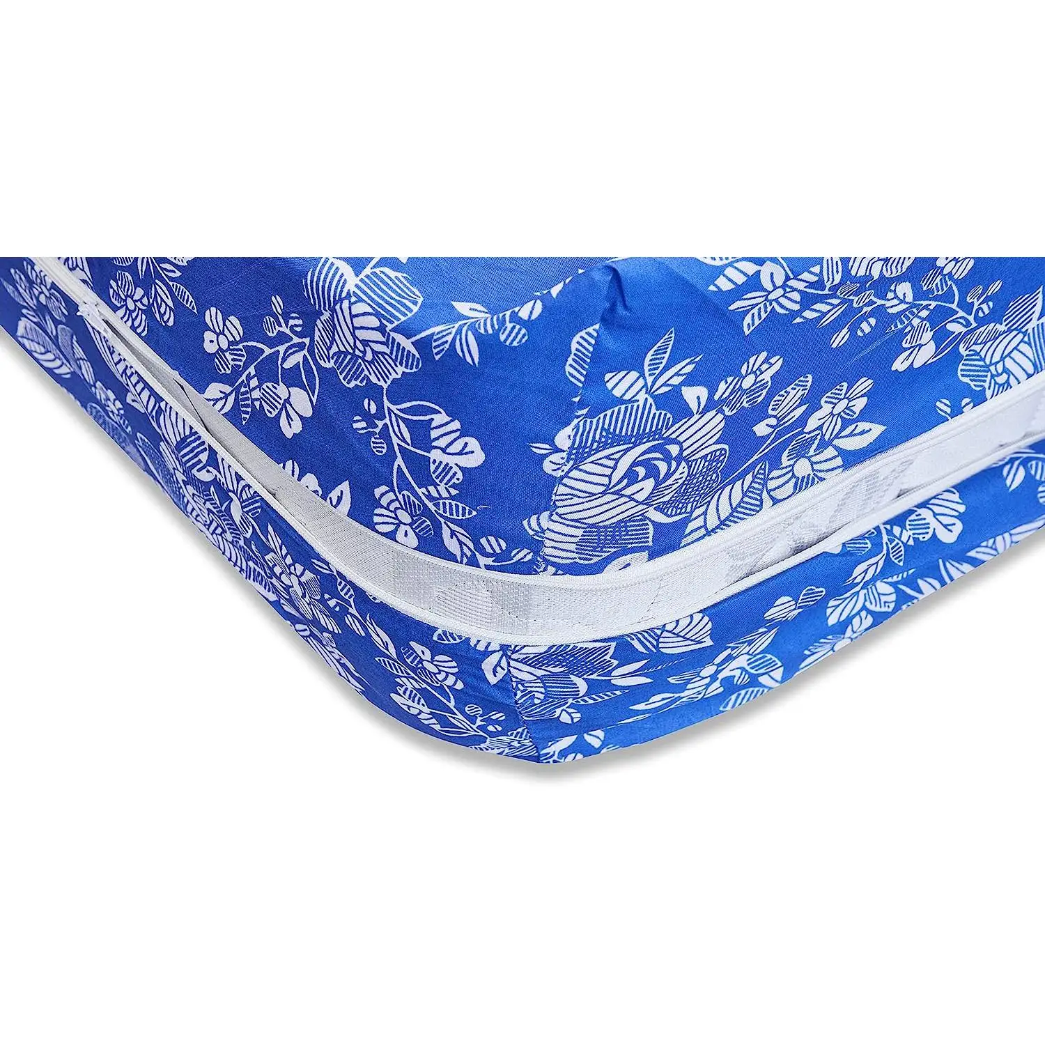 DECASATEXTIL- Funda de colchón de Azul con Estampado Floral - Disponible en Diferentes Medidas – Transpirable, Adaptable.