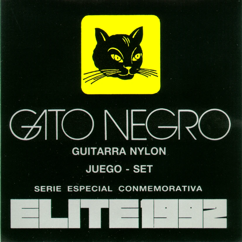 Juego de cuerdas para guitarra clásica y Española Gato Negro Elite 1992.