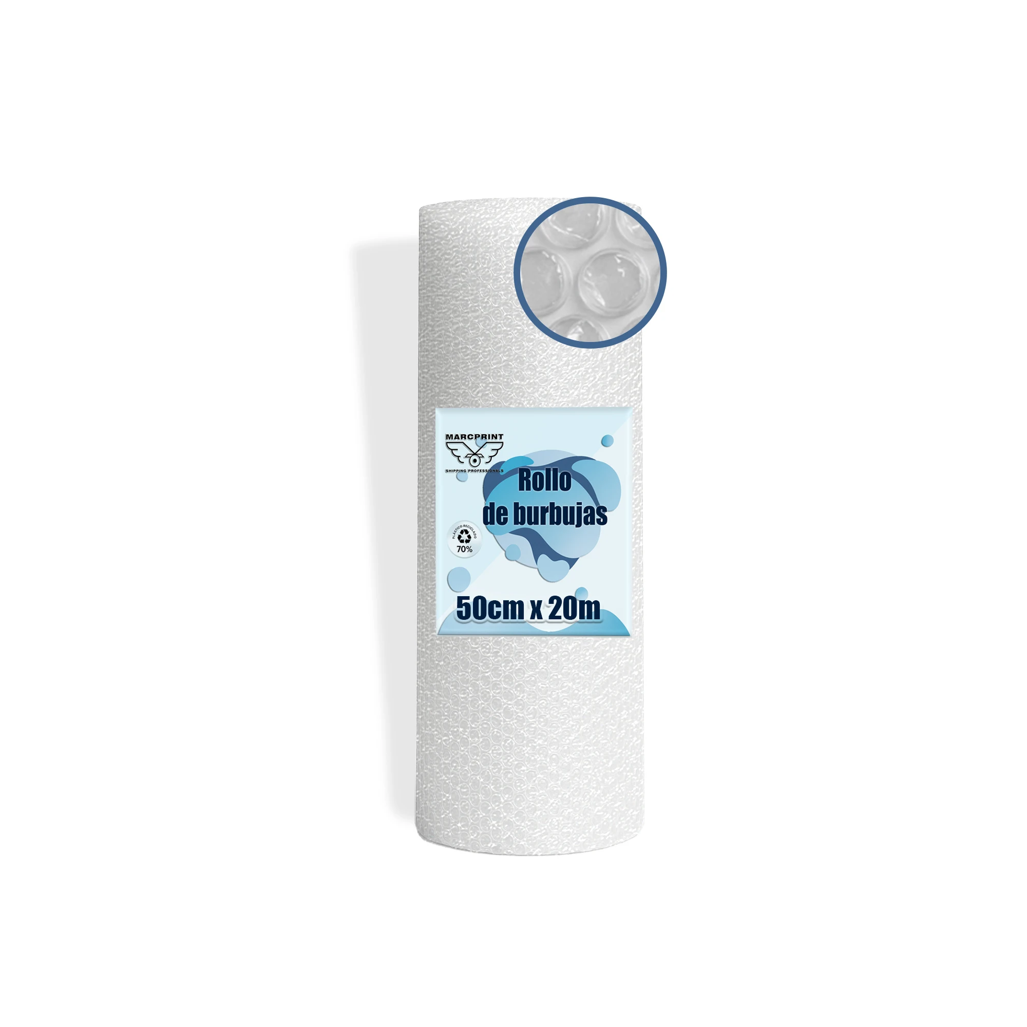 MARCPRINT Rollo Burbujas Embalaje 50 cm Ancho x 20 m Longitud - Papel Burbujas Embalaje Perfecto para Mudanza, Envíos - Transparente