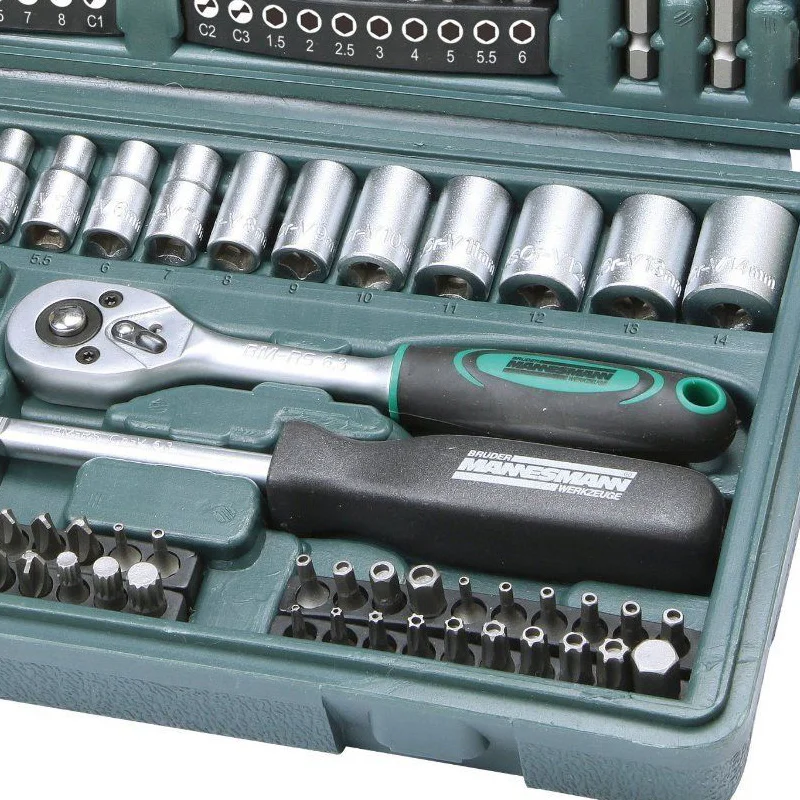 M29166 Mannesmann tool case-130 pcs-case-full workshop suitcase box, tumbler keys, ratchet, allen.