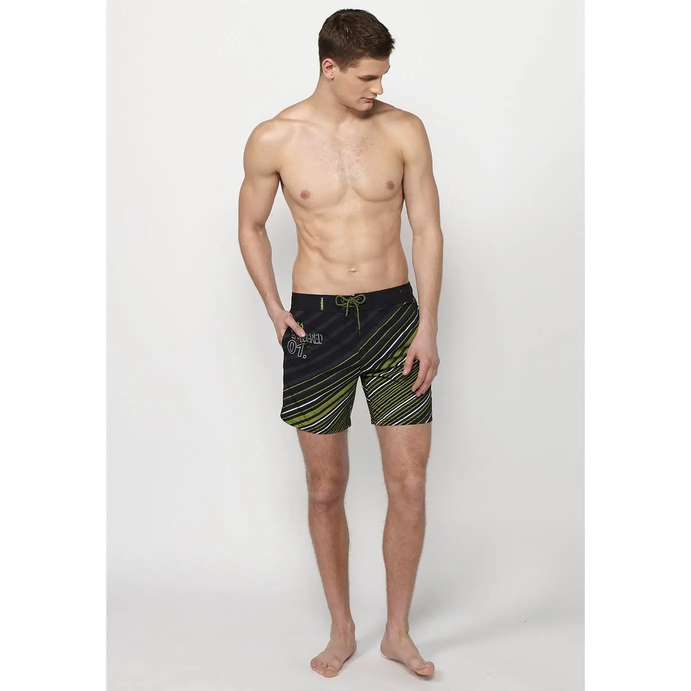 Koroshi Bañador Hombre surfero estampado de rayas con cordón – Koroshi lima