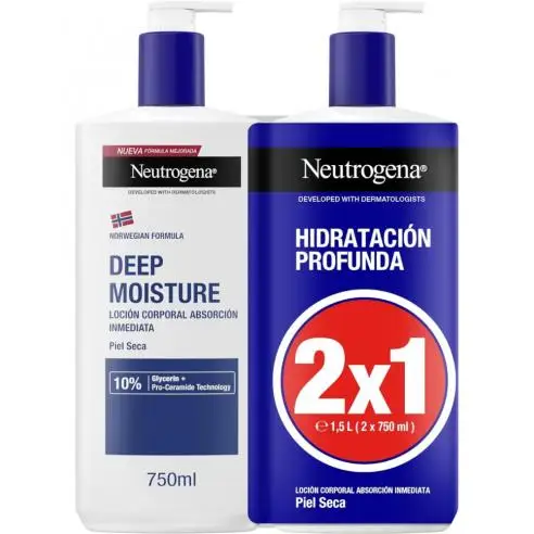 NEUTROGENA FORMULA NORUEGA HIDRATACION PROFUNDA LOCION RAPIDA ABSORCION PIEL SECA 2 ENVASES 750 ml
