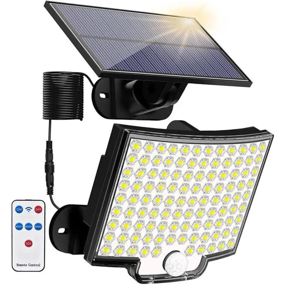 Jandei - Aplique Solar 106 Leds y 800 Lúmenes para Exteriores, Con Sensor de Movimiento y Mando a Distancia 1800mAH