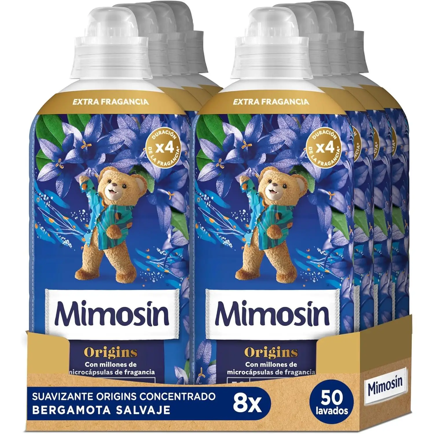 PACK de 8 - Mimosín suavizante concentrado extra fragancia bergamota salvaje 8 botellas de 50 lavados