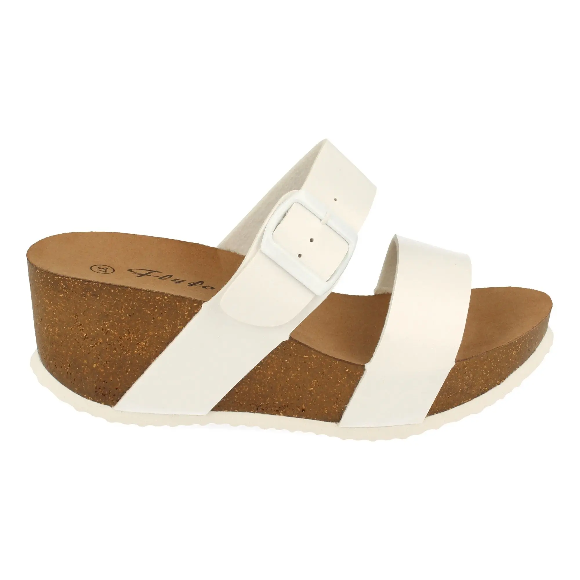 PuntoSalao Sandalias de cuña bio con pala fina mujer color blanco M-08