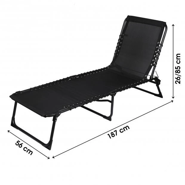 Tumbona Playa Negra,Transpirable Comodo Flexible Resistente Silla Tumbona Fiesta Playa Piscina VeranoCamping Camping