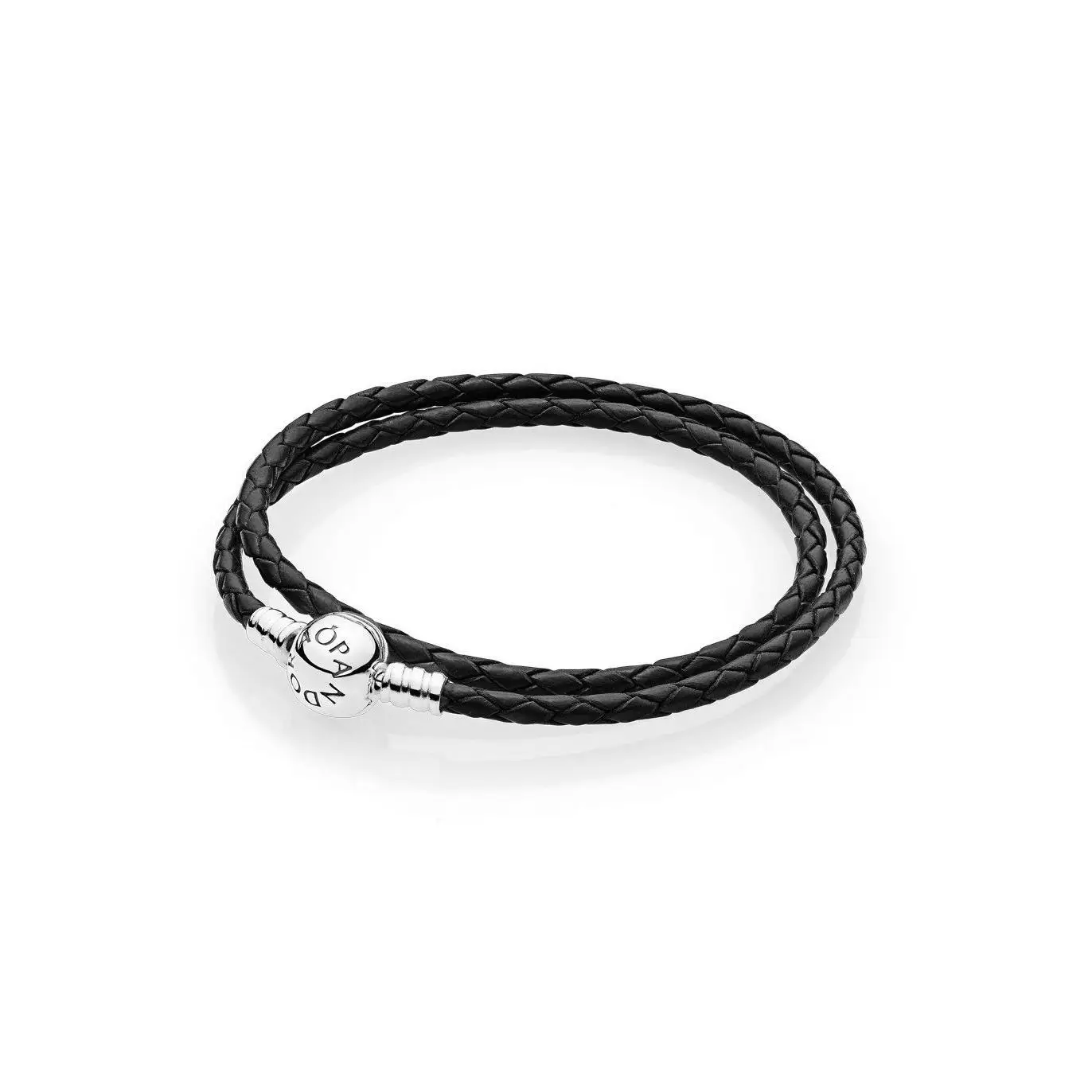 pulsera pandora cuero negro trenzado