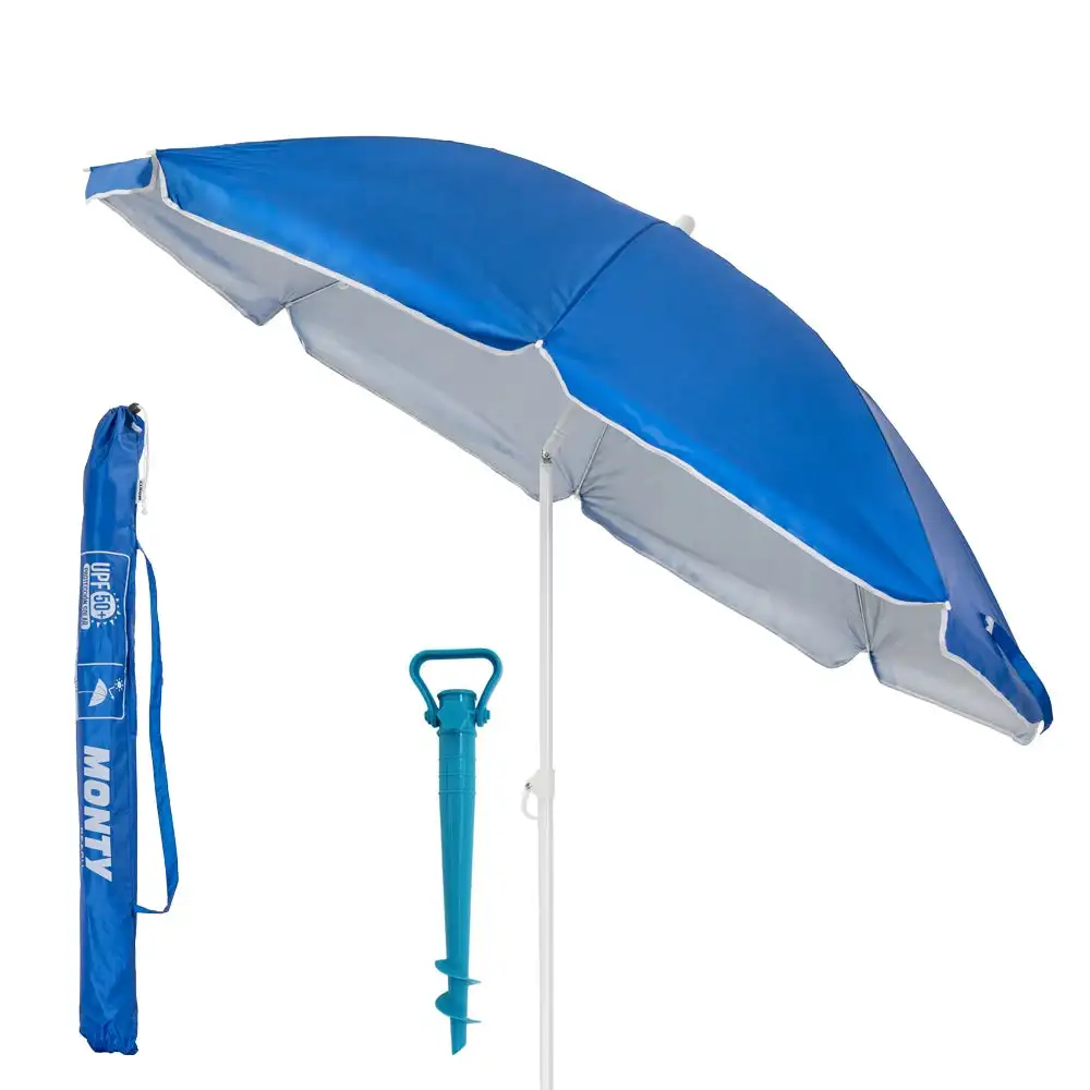 8 Rods Beach Umbrella Pack and Sand Support with Sun Protection UPF + 50 Lila Home