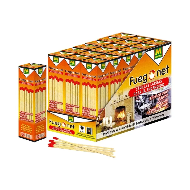 Massó- 50 long matches FuegoNet for lighting barbecues and fireplaces.