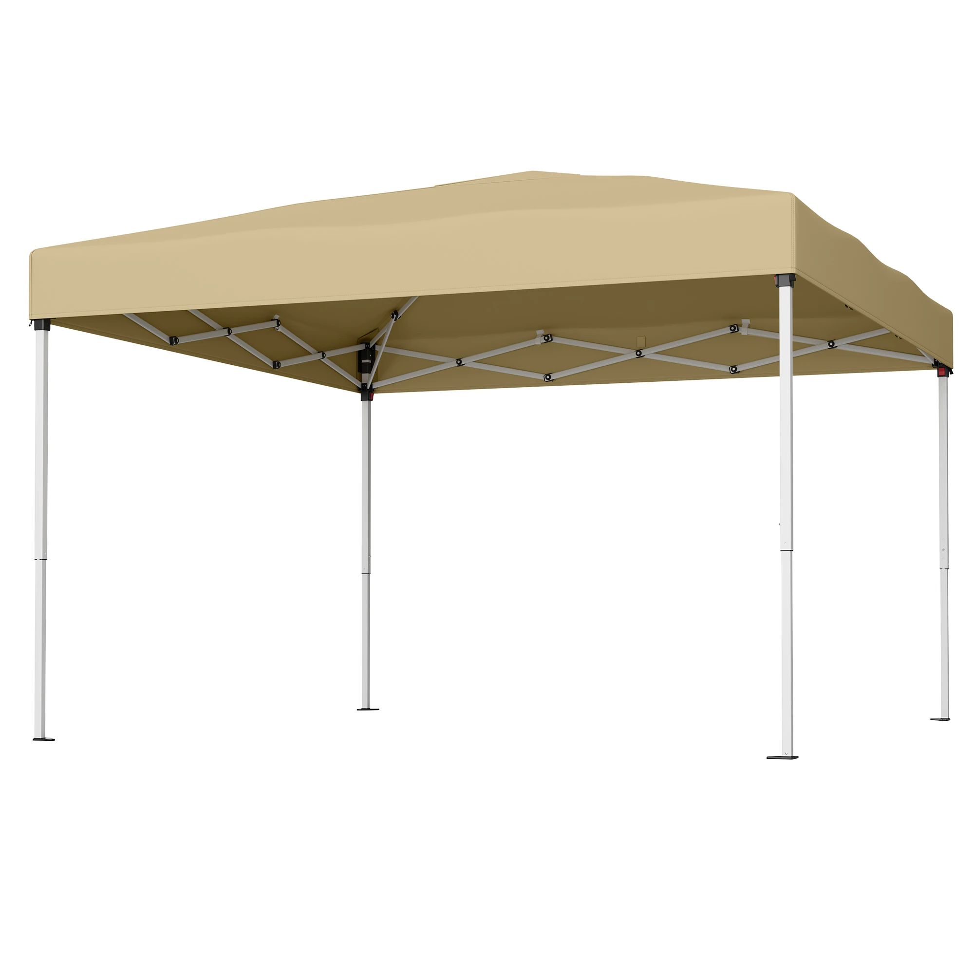 SONGMICS Gazebo 3 x 3 m, Carpa Plegable, Protección Solar, Resistente a Lluvia Ligera, Portátil, para Patio, Jardín, Mercado, Beige/Gris Oscuro