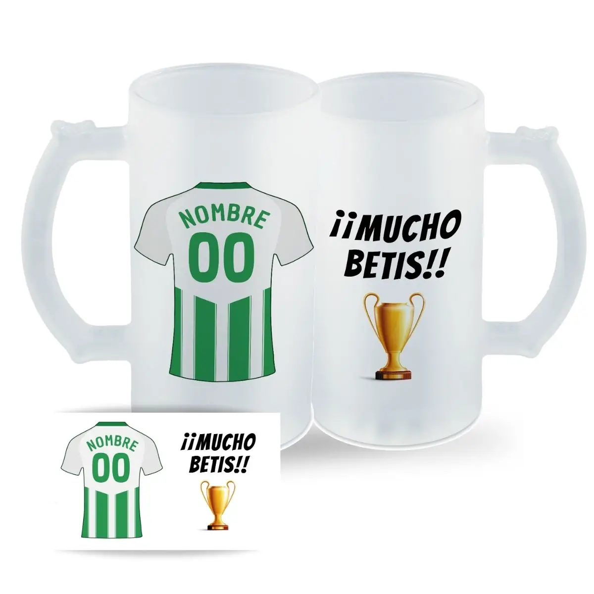 DEREGALOOS Jarra de Cerveza de Fútbol Personalizada del F.C. Betis para forofos y aficionados