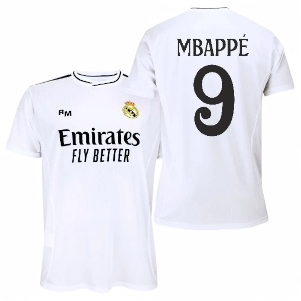 Real Madrid - Camiseta Primera Equipación Temporada 24/25, Mbappé, Adulto S, Replica con Licencia Oficial