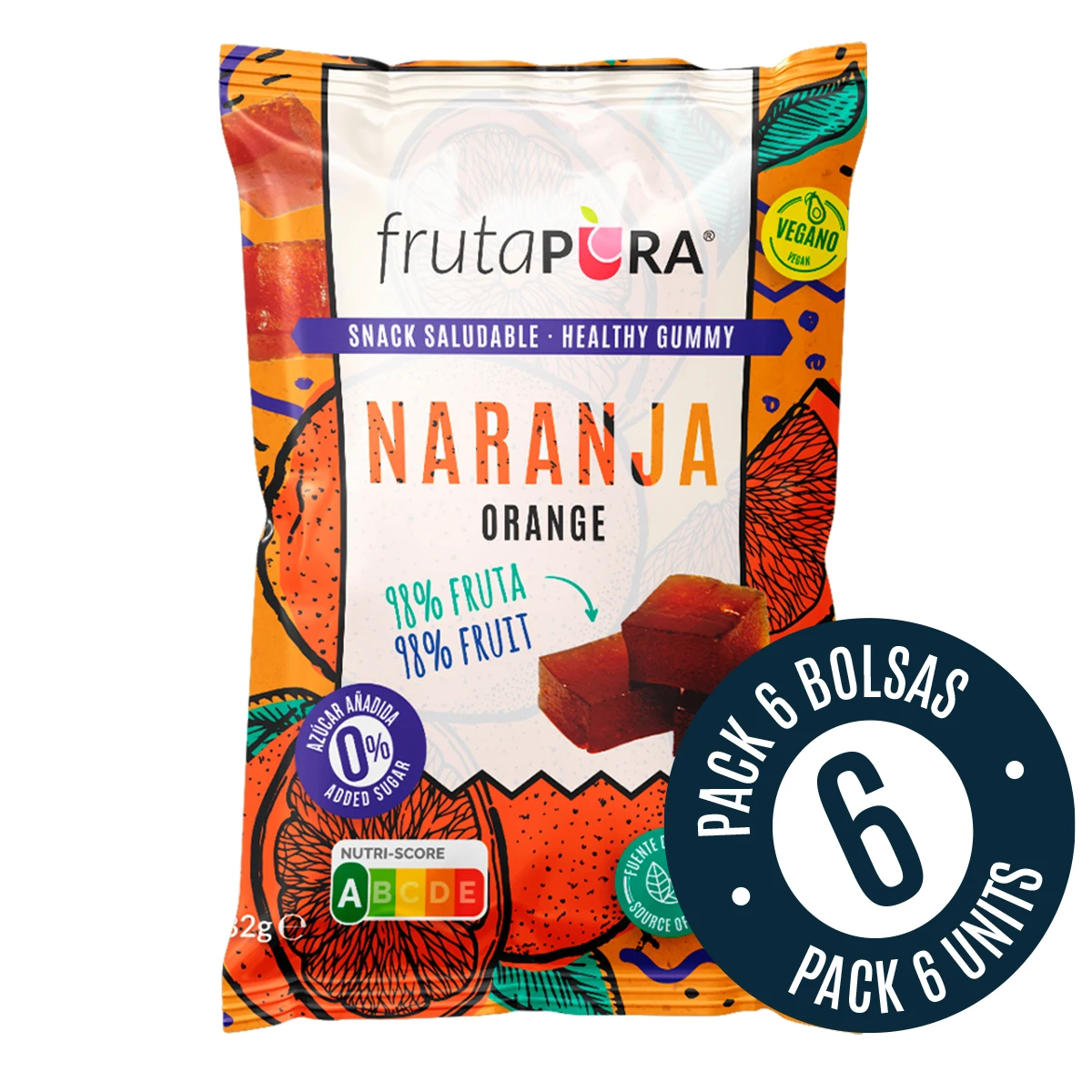 Pack Dados Fruta Pura Naranja