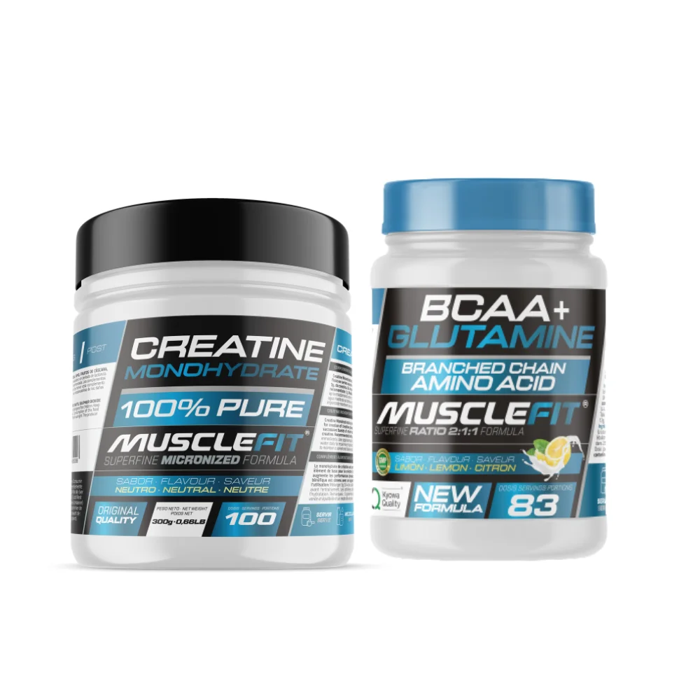 Musclefit glutamine savings pack + bcaa's 500g - various flavors + creatine monohydrate 300g - flavorless