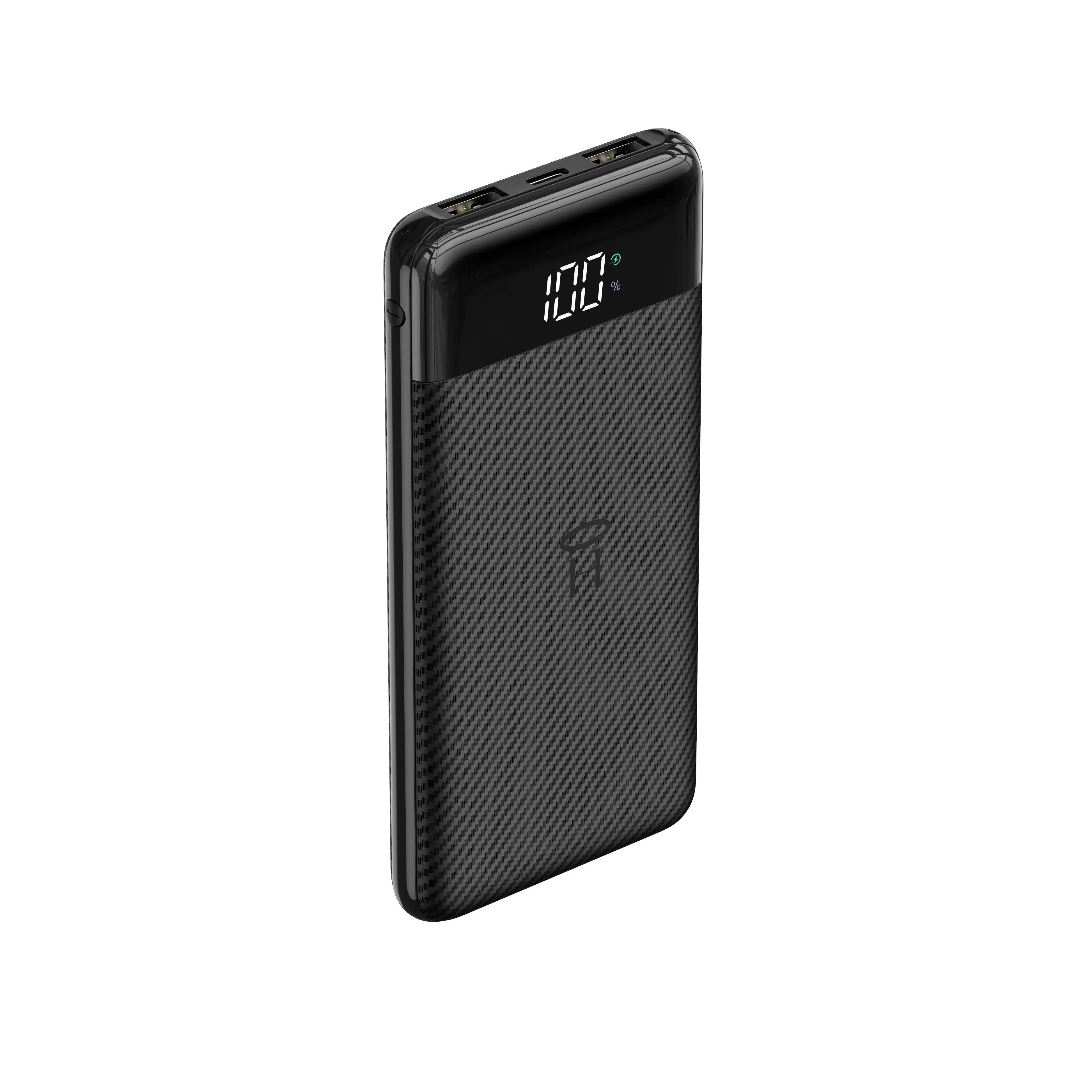 VEGER - Batería externa L11 de 10 000 mAh con 4 puertos (USB-C, micro USB y 2 USB-A) para carga simultánea de smartphone y tablet, diseño delgado y pantalla LED