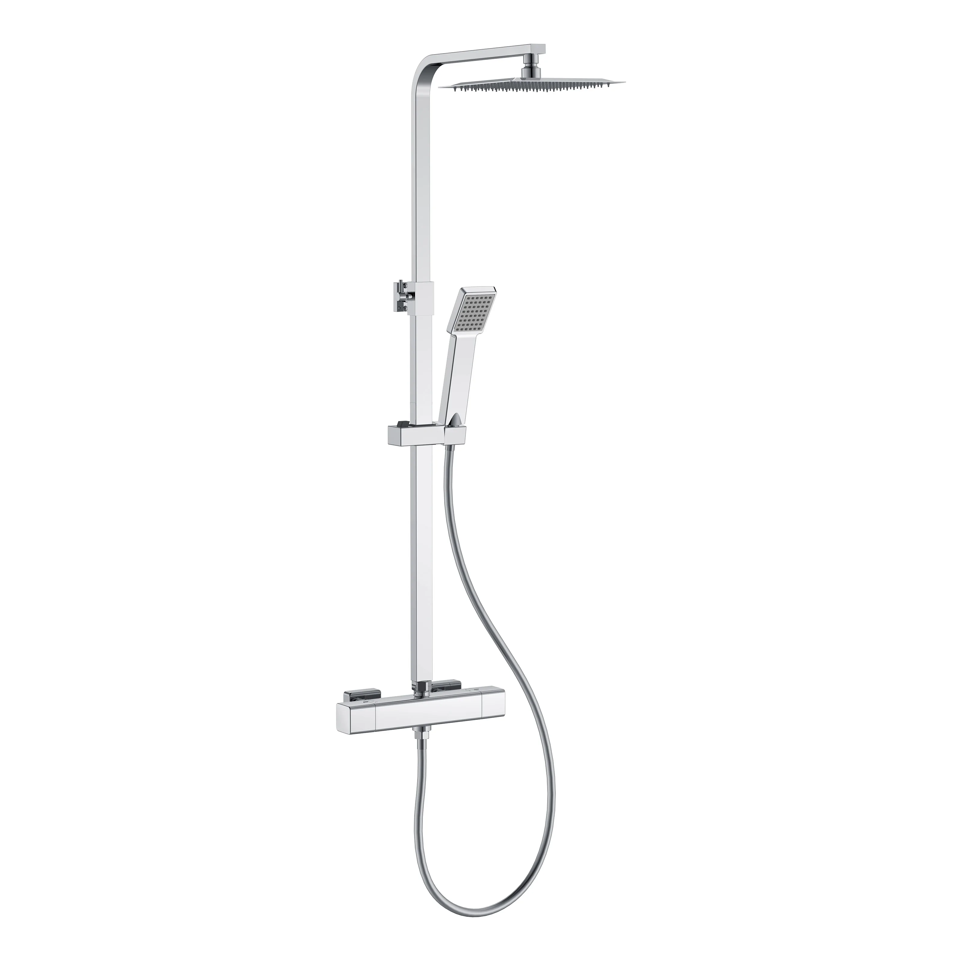 Aica Columna de Ducha Termostática Cuadrada con Barra Ajustable 764-1184mm