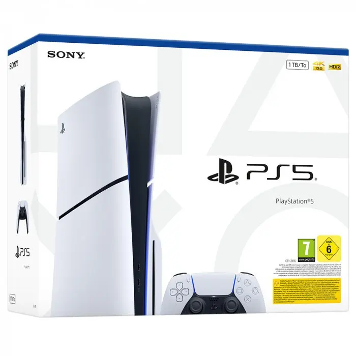 PlayStation 5 Standard Console - 1 TB, includes DualSense Controller, SSD, Disc Drive, 2 horizontal stands, HDMI cable, AC power cable, USB cable, and ASTRO's PLAYROOM pre-installed, ideal for gaming. #1