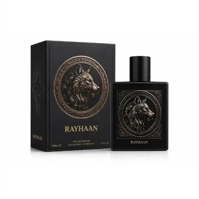 NONE Rayhaan Wolf 100ml Eau de Parfum per Uomo - Profumo Orientale Legnoso Arabo | Cardamomo Toffee Ambra Legno di Vetiver | Lunga durata