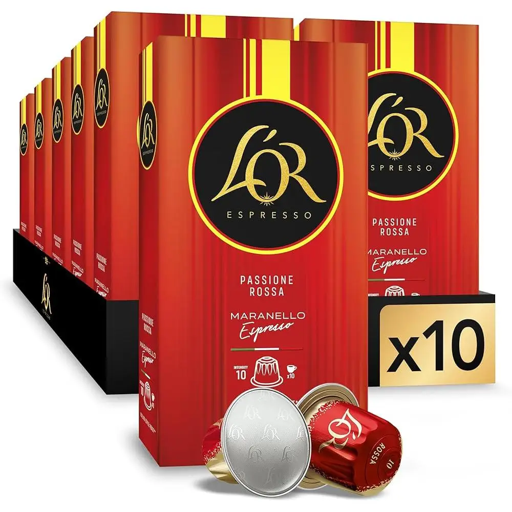 L'OR Espresso Café Cápsulas Maranello Espresso | 100 Cápsulas | Compatibles Nespresso - QUMIR