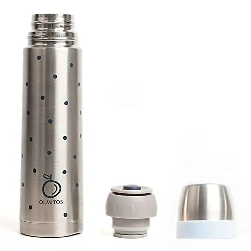 Olmitos Termo Para Liquidos Dots De Olmitos- Apto Para Bebidas Calientes Y Frías- Cierre Hermético- Sistema De Apertura Presionando Un Botón, Varios Colores, 500 ml