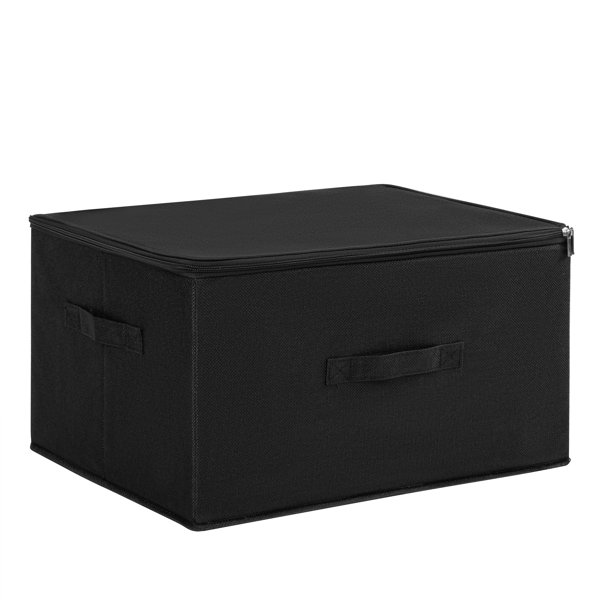 T-LoVendo Caja de Almacenamiento Plegable, Cesta con 2 Asas, Cajón con Tapa con Cremallera para Mantas Ropa Colcha, Cofre de Tela, Organizador para Dormitorio Armario Estante de Armario, 40L