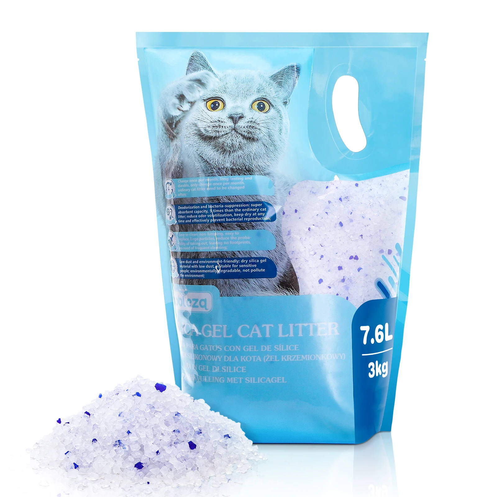 Nobleza Arena para gatos de sílice Camada para gatitos de gel de diamante 7.6L/3KG Absorbente, Cómodo Biodegradable