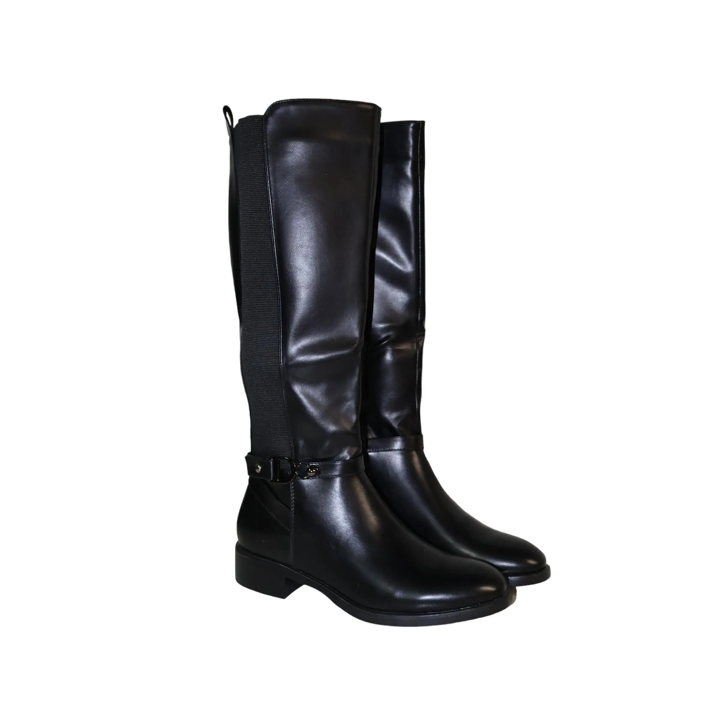 Everlyx – Bota alta polipiel con hebilla en D negra – Mujer – 3410