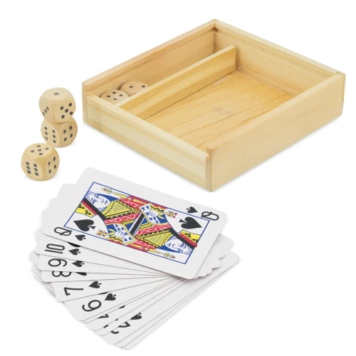Disok Lote de 10 Set de Madera Baraja y Dados - Regalos Prácticos para Bodas, Comuniones, Cumpleaños, Colegios