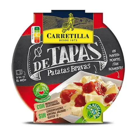 Carretilla Platos preparados, listos para consumir - Tapas: Patatas Bravas, Patatas Ali Oli - 8 unidades