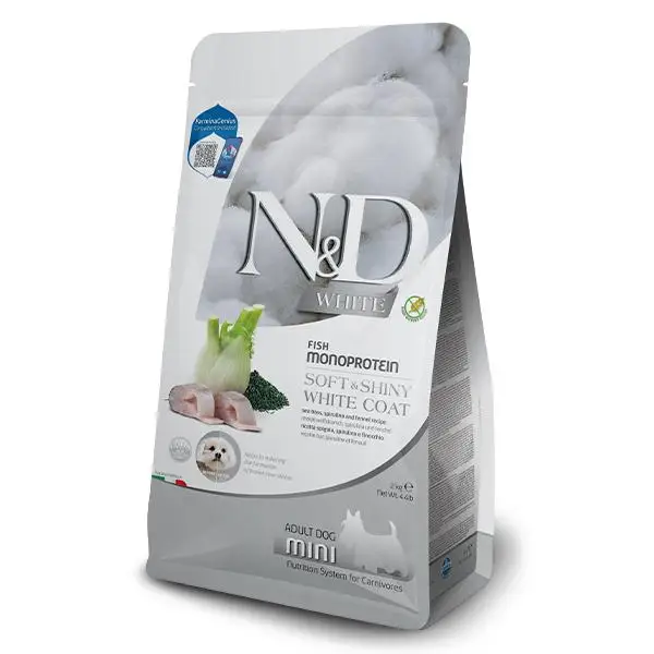 FARMINA N&D WHITE DOG LUBINA SPIRULINA MINI 2KG / Alimento completo para perros adultos