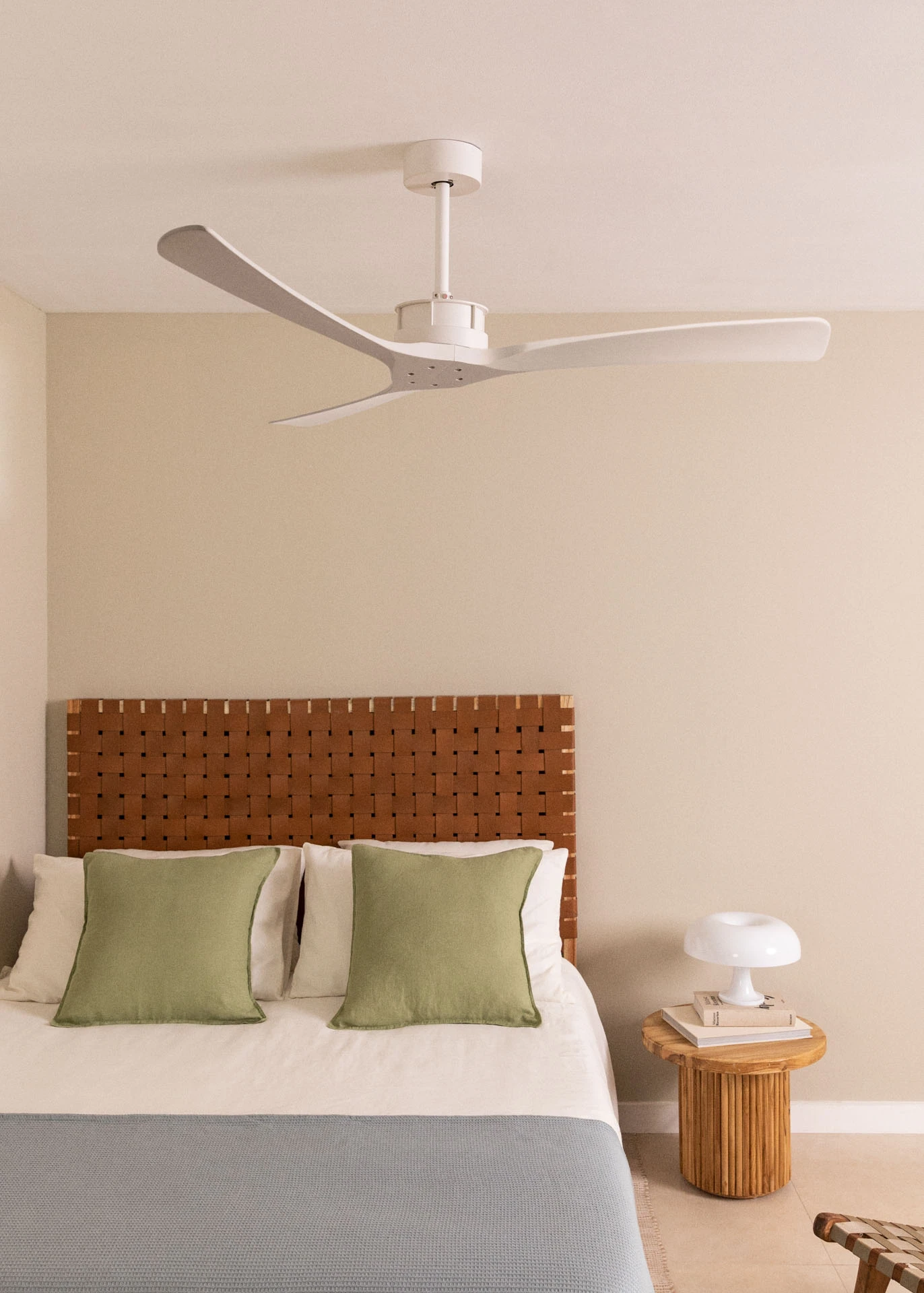 Create - silent 40w ceiling fan without light (ø152 cm), white motor, 100% wood blades - wind large