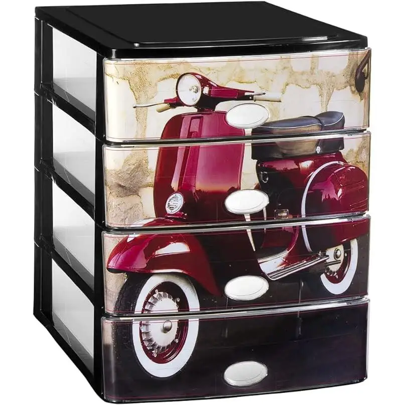 COM-FORT HOUSE  Cajonera Apilable de Plástico  Modelo Moto  Color NegroCajones de Almacenamiento Modular