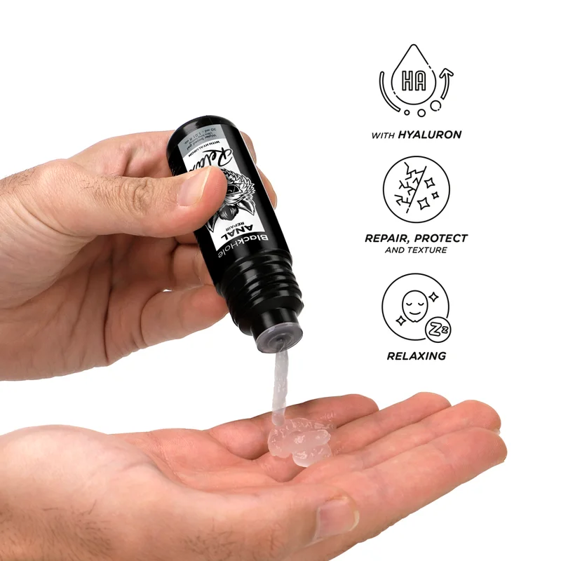 Black Hole Anal Relax Water-Based Lubricant 30ml for Comfortable Anal Sex, Odorless, Colorless, and Non-Greasy Formula, High-Quality Anal Lubricant with Relaxing Effect for Safe and Enjoyable Experiences