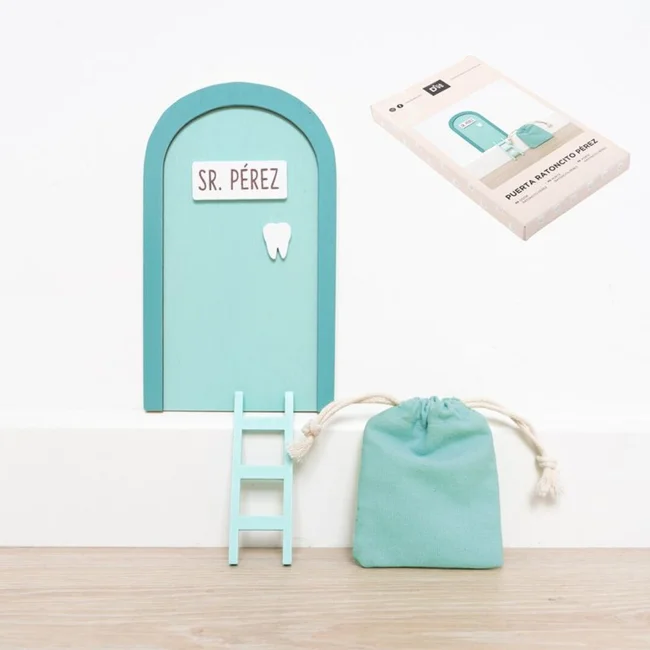 PUERTA RATONCITO PEREZ INFANTIL  AZUL 10x1x17 CM