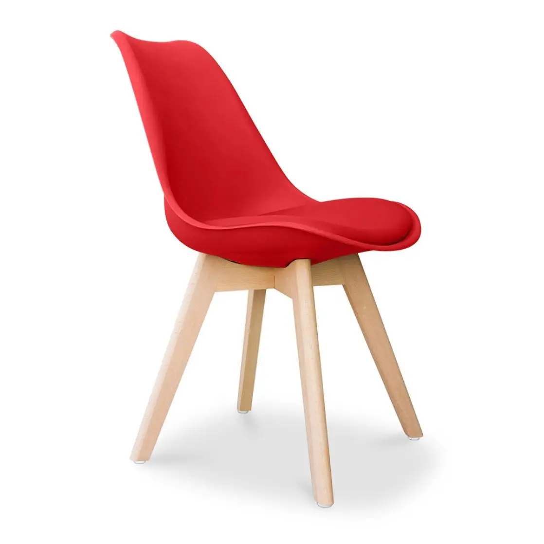 ORION91oficial® - Silla SIRIO Color Rojo Asiento Polipropileno y Patas Haya (81x48x54 cm) Estilo Escandinavo, Comedor, Hostelería, Oficina, Salón, Teletrabajo, Cocina - spaziOrion91