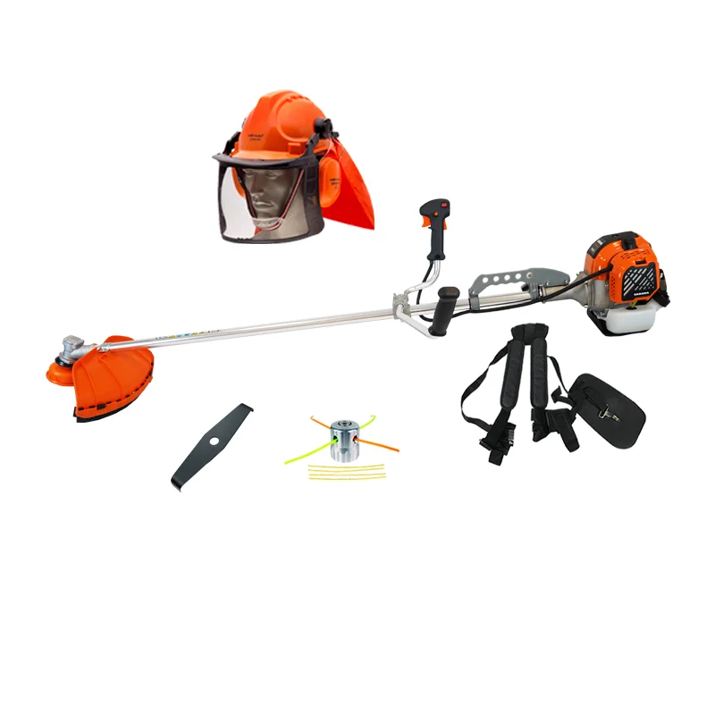 Desbrozadora de Gasolina 58cc Manillar de 32mm + Cabezal Aluminio + Casco + Disco Triturar SAKAWA 58cc   Desbrozadoras
