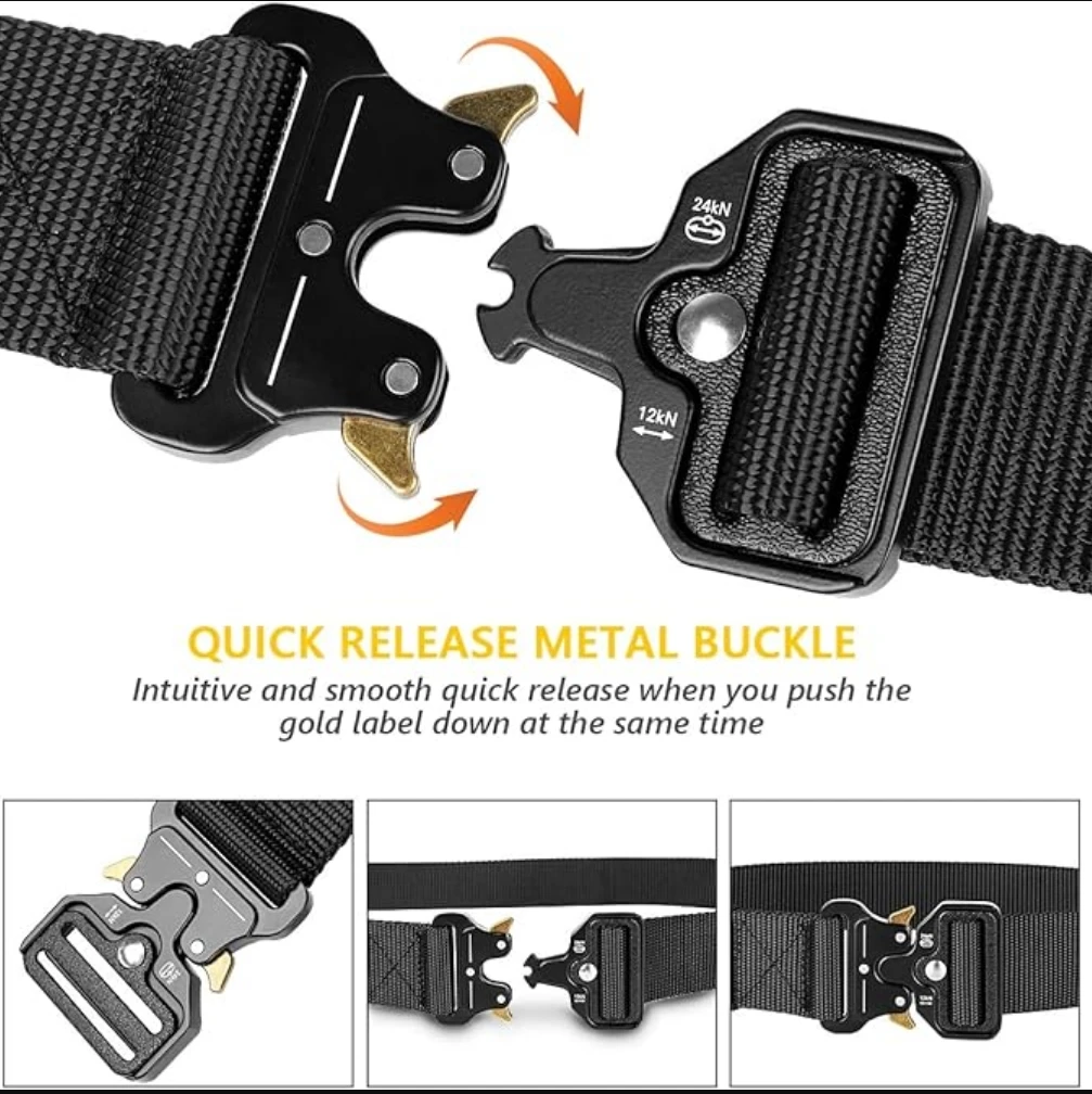 Military/Police Tactical Belt for Men and Women Military-style Nylon Police Canvas Belts with Quick Release Metal Buckle for Army Training