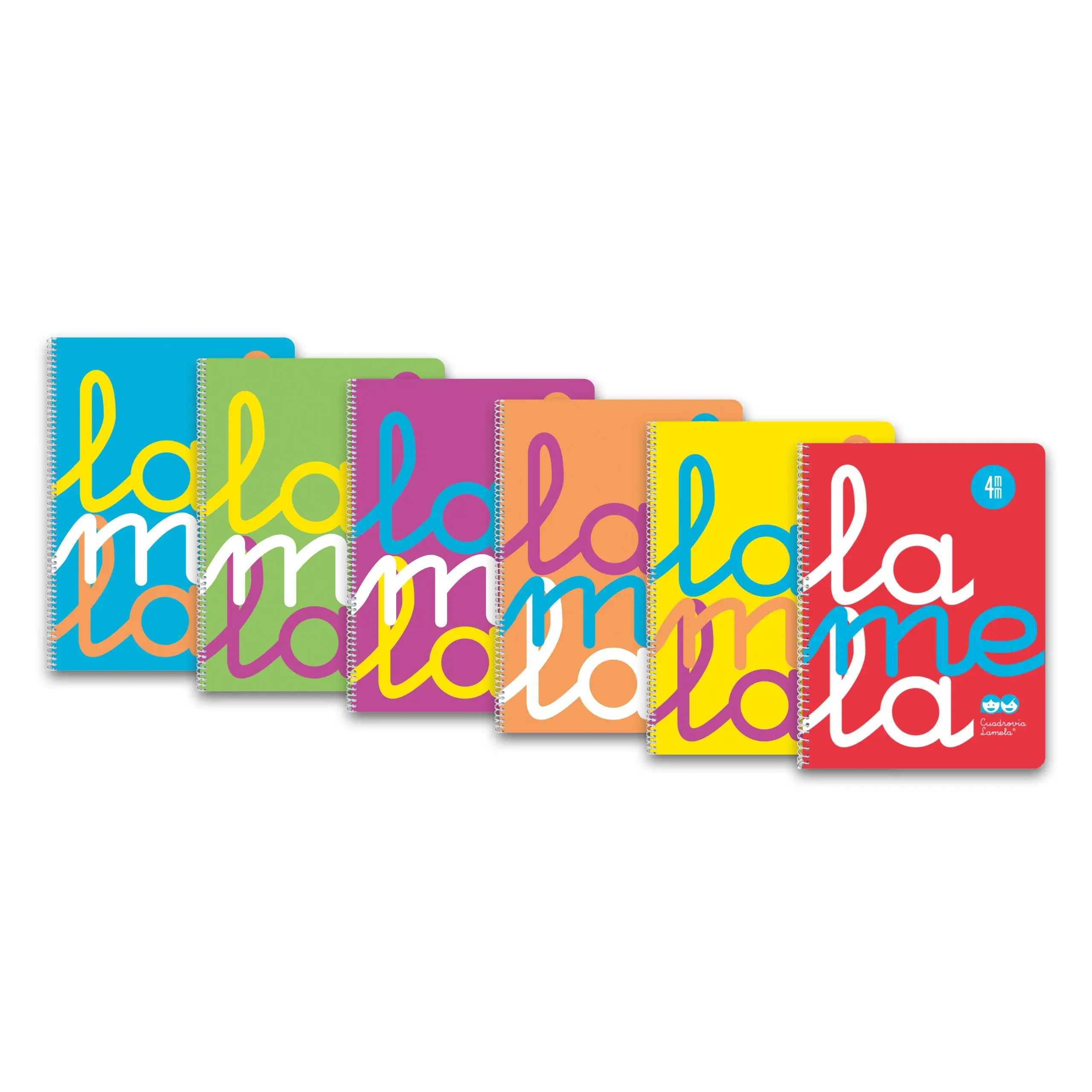 Lamela Cuaderno Espiral Folio Cubierta PP Flúor 80H 90grs Cuadrovía 4mm (Pack de 5 Colores)