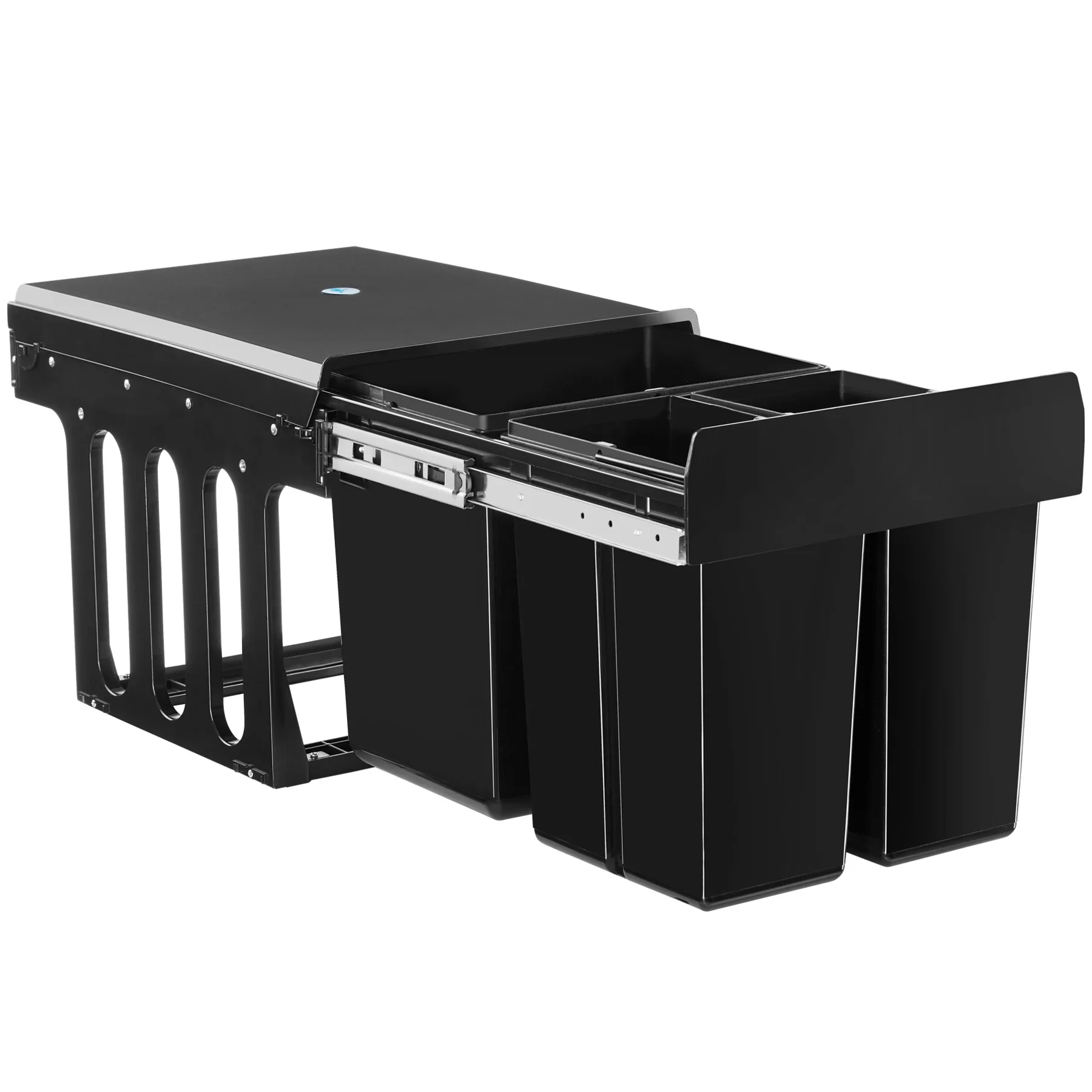 Tectake - Cubo de basura extraíble ASHLYN, guías telescópicas, Cubo de basura amplio con guías telescópicas de fácil deslizamiento, varios contenedores separados para una correcta separación de residuos, Para armarios a partir de 40 cm de ancho