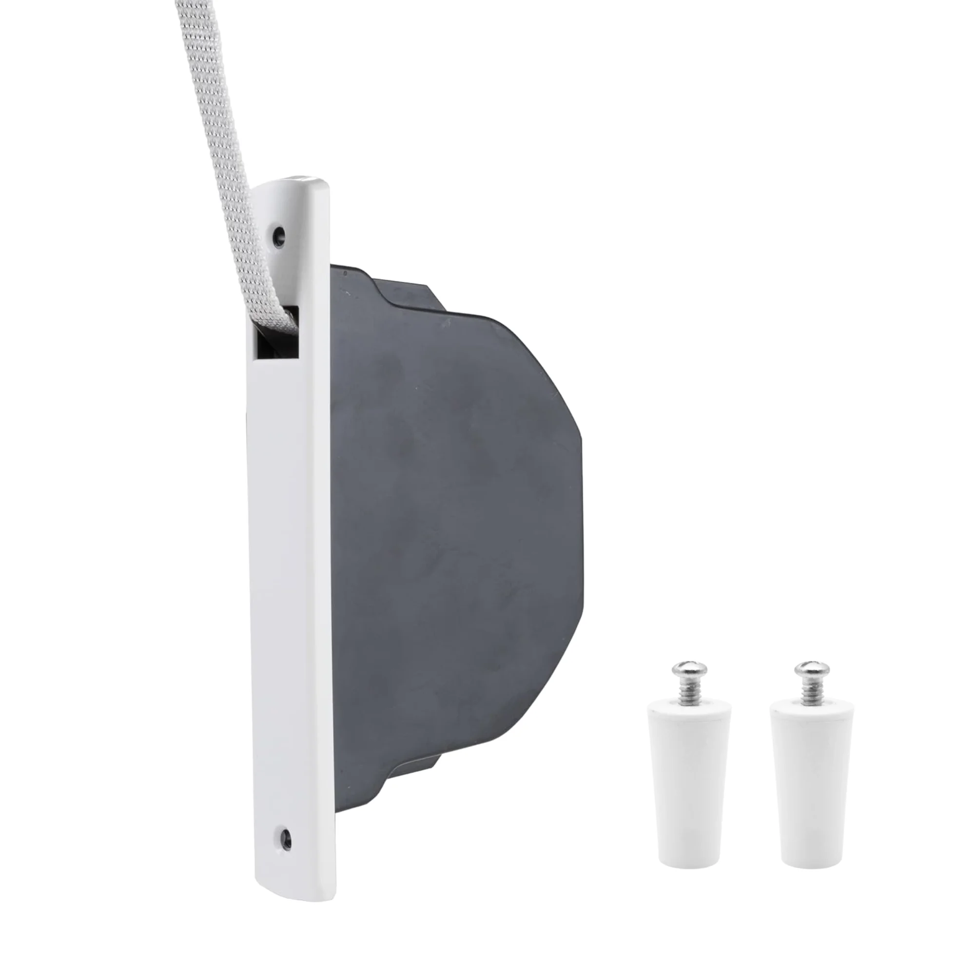 Gaviota Pack Recogedor de Persiana Extraplano Sin Pivote para Carpintería PVC  Enrollador empotrable para obra – Blanco – Cinta 16 mm – Incluye 2 tapones