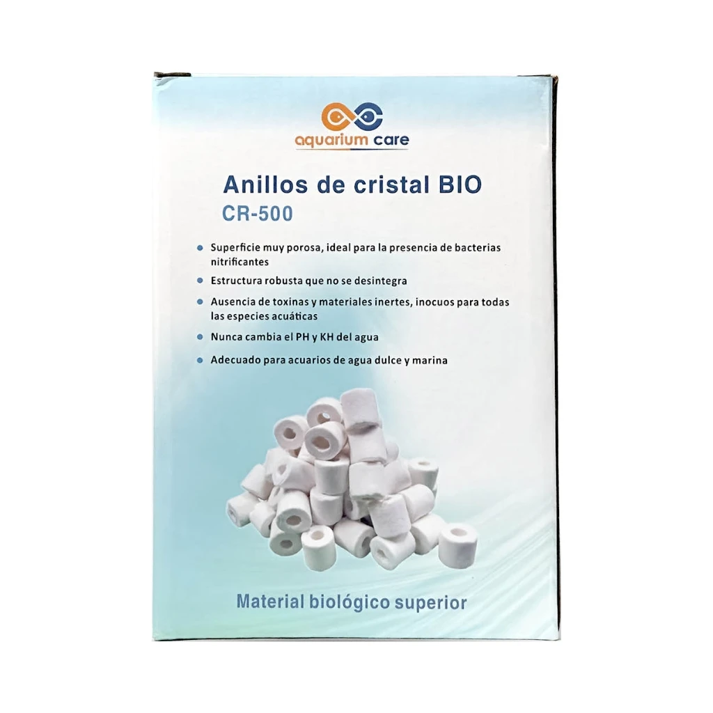 AQUARIUM CARE Cristal Bio CR-500 (500 gr) - Anillos Biológicos de Vidrio Sinterizado para Filtración Biológica de Alta Eficiencia