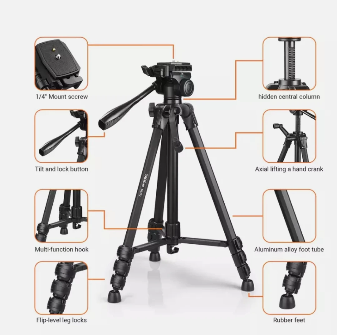 TACKLIFE MLT-02 Camera Tripod (48cm-150cm), 360 ° Strong Stability